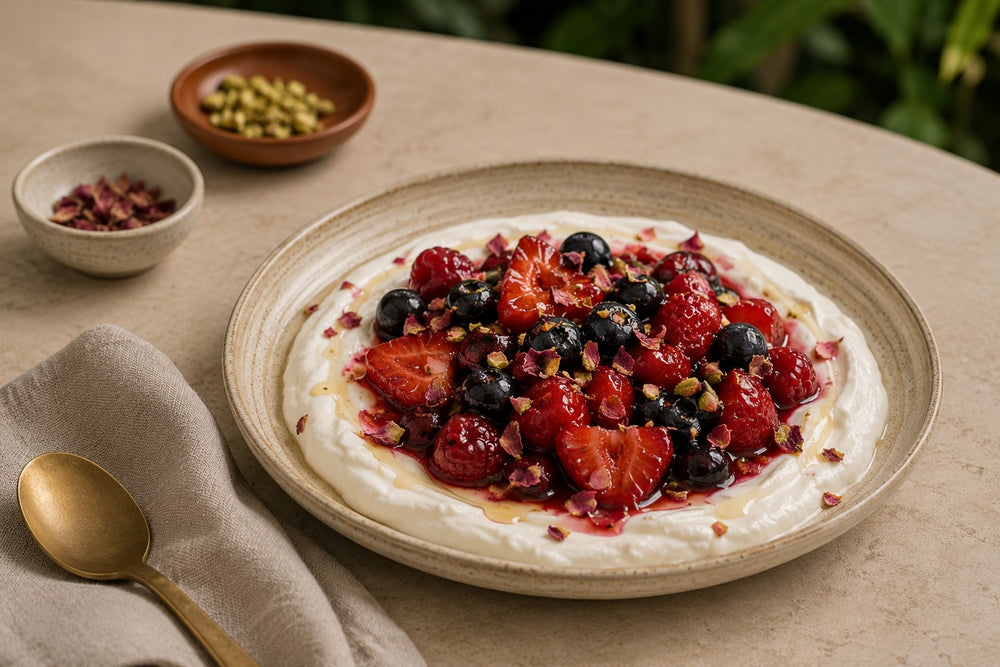 Summer Berry & Rose Maceration with Velvet Labneh